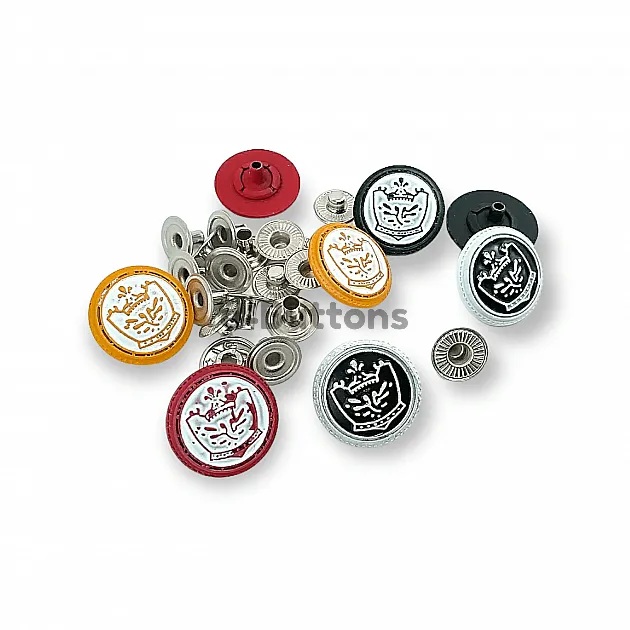 Snap Button Cup Crown Logo 19 mm 30 Size 54 System Set of 4 E 1448 Snap Button Cup Crown Logo 19 mm 30 Size 54 System Set of 4 E 1448