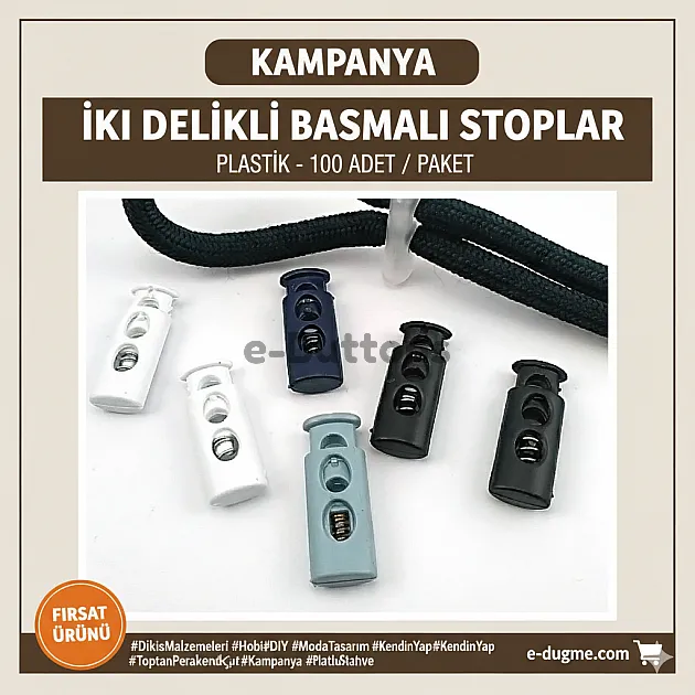Plastic Stopper with Two Holes 4 mm Hole Diameter 100 Adet/Packet  H005014Promo