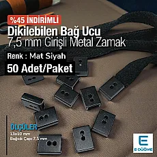 Cord End Sew-On - Cube Shape Matte Black 50 pcxs/Packet Entry 7.5 mm - 0,27" PROMOART0034