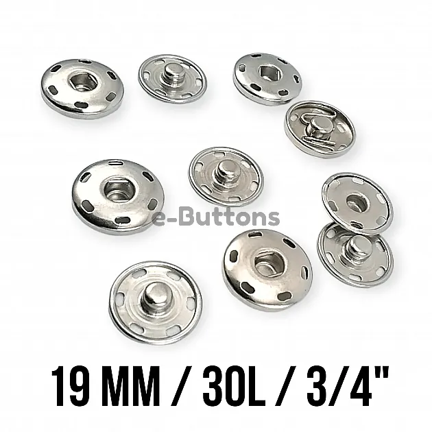 Sew-On Snap Button 19 mm 30 L 3/4" Brass Stainless ERD190PR Sew-On Snap Button 19 mm 30 L 3/4" Brass Stainless ERD190PR