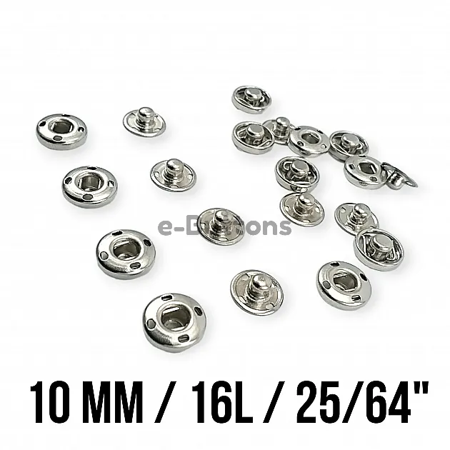 10 mm Sew-On Snap Button 16L / 25/64" Stainless ERD100P4 10 mm Sew-On Snap Button 16L / 25/64" Stainless ERD100P4