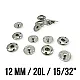 Sew-On Snap Button Brass Stainless 12 mm 20L / 15/32" ERD120PR4