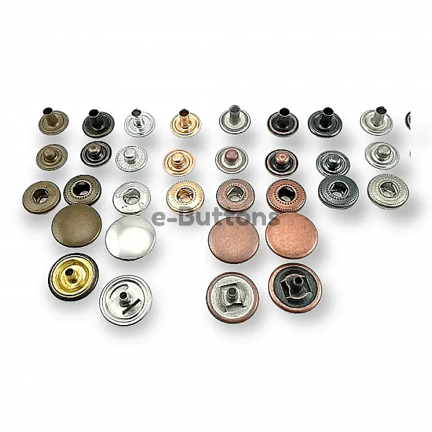 15 mm Snaps Fasteners 19/32" Curved 24L Brass Set of 4 ERCB0015PR