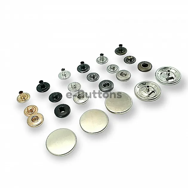 20 mm Snaps Fasteners 25/32" Coin Type Flat 32L Brass Set of 4 ERCB0020PRP