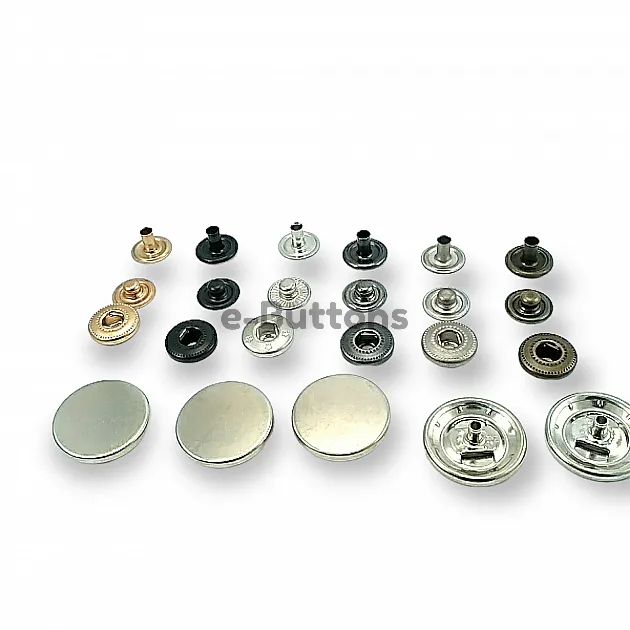 20 mm Snaps Fasteners 25/32" Coin Type Flat 32L Brass Set of 4 ERCB0020PRP