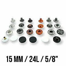Plastic Alpha 15 mm Snaps Buttons19/32" 24L Brass Set Of 4 ERCA0015PL