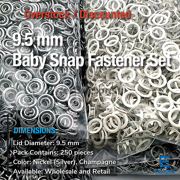 Baby Snap Buttons 3/8" Stainless 9,5 mm Prong Snaps Fastener Beige Color 250 Pcs/Pk C0095DPPKBEJ