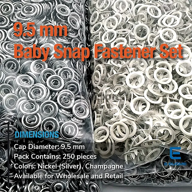 Baby Snap Buttons 3/8" Stainless 9,5 mm Prong Snaps Fastener Beige Color 250 Pcs/Pk C0095DPPKBEJ